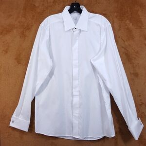 ETON Mens Shirt 16 41 White Textured Contemporary Fit French Cuff Link Stud $350
